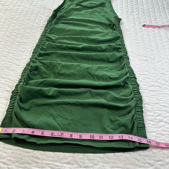 Aritzia TNA Chill Bodycon Malibu Olive Green Ruched Mini Dress - Picture 6 of 13